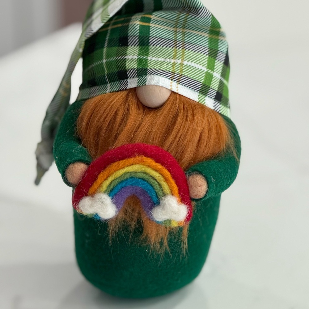 Plaid Hat Gnome with Rainbow Plush Toy